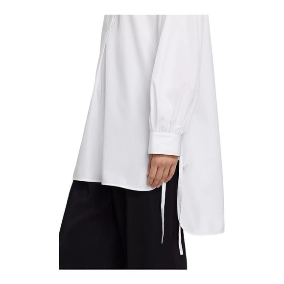 $695 Co White Poplin Tie-Cuff 100% Cotton Tunic Size Small - Picture 3 of 6